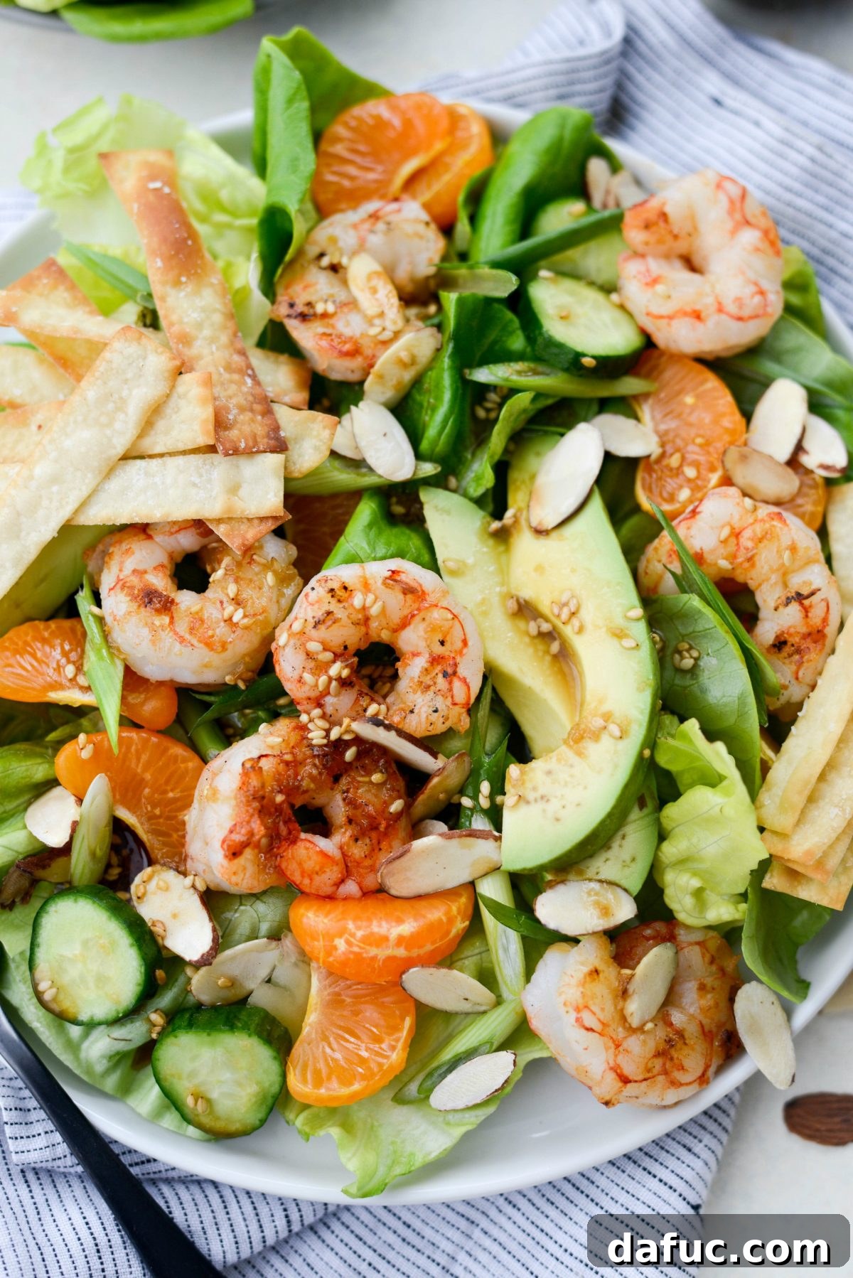 Flame-Kissed Shrimp Salad with Asian Zing and Wonton Crunch 14 Grilled Asian Shrimp Salad with Crispy Wontons