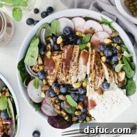 Chicken Blueberry Feta Salad with Pomegranate Jam Vinaigrette