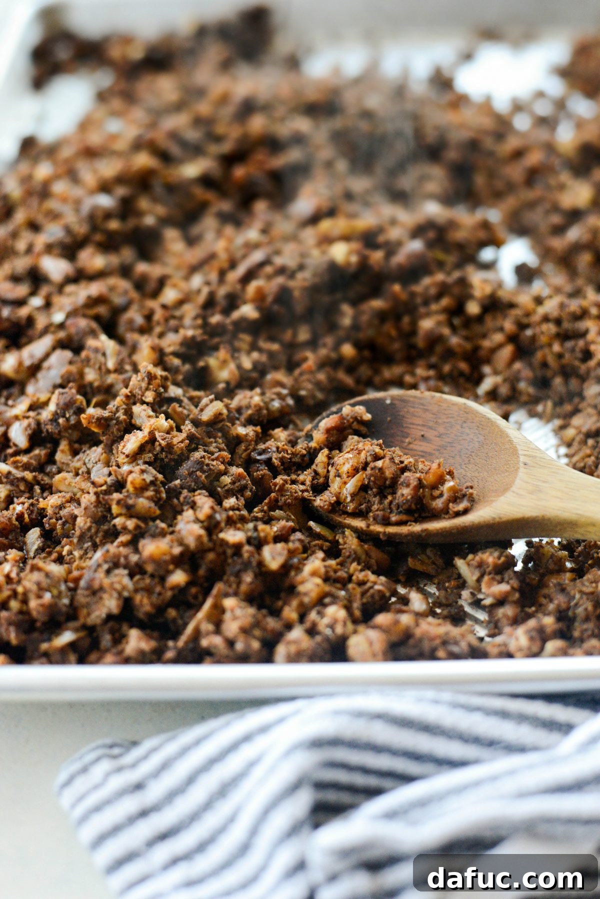 A bowl of delicious Vegan Chorizo Crumbles ready for serving