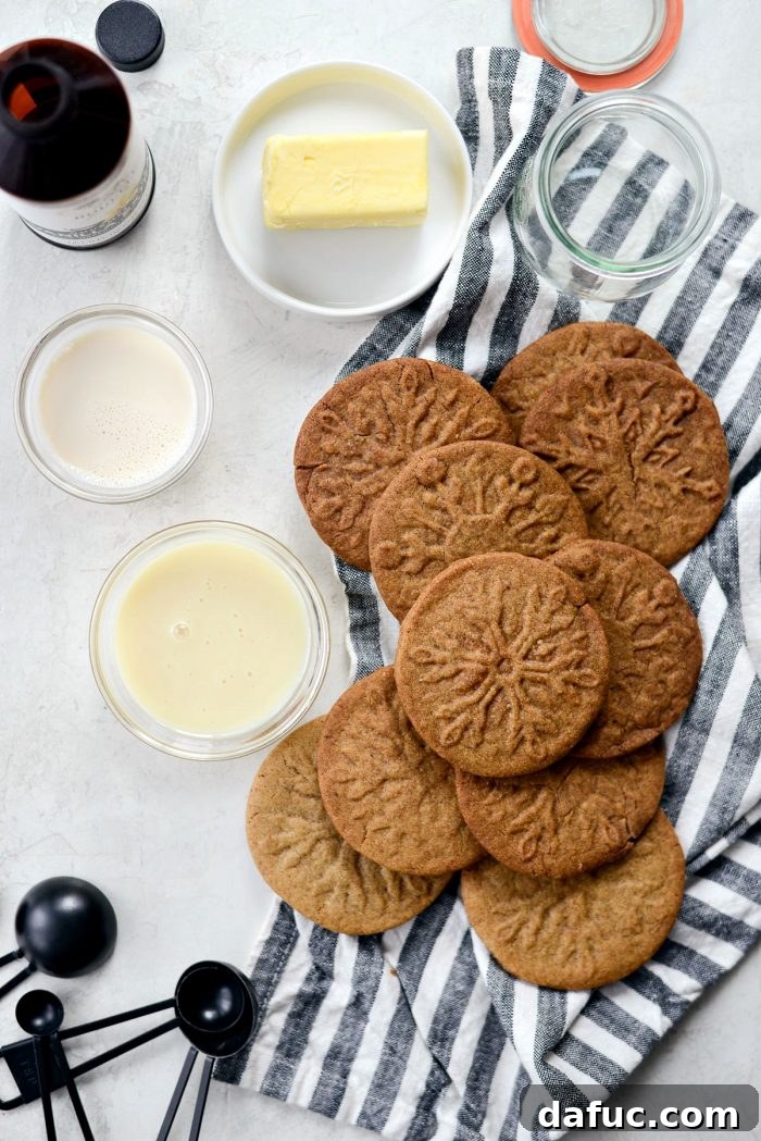 Craft Your Own Speculoos Cookie Butter 4 All the essential ingredients for making homemade Speculoos Cookie Butter laid out on a clean surface.