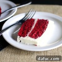 Classic Red Velvet Cake with cream cheese frosting.