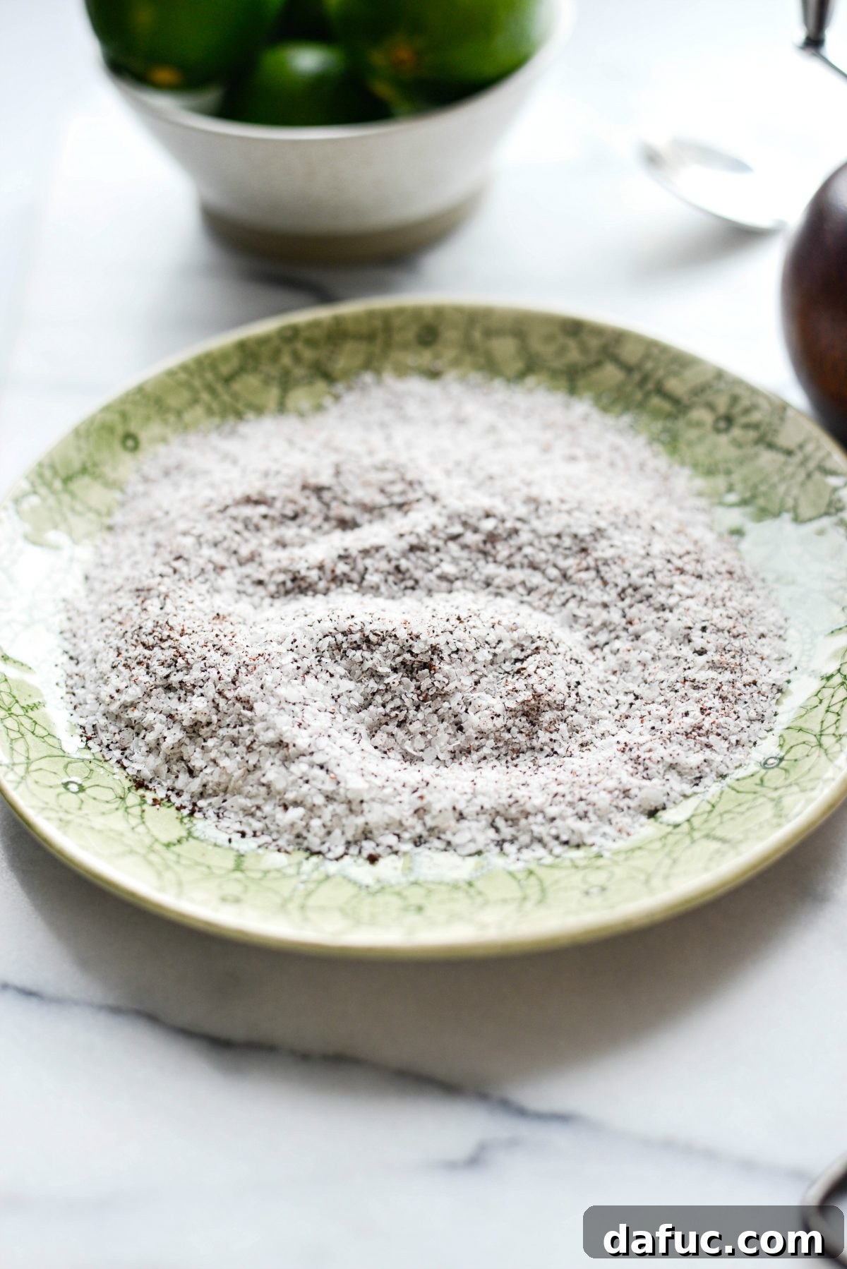 Closeup of the chili-salt mixture ready for rimming glasses