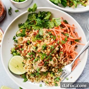 Quick Thai Chicken Cauliflower Rice Bowl - a healthy and easy recipe