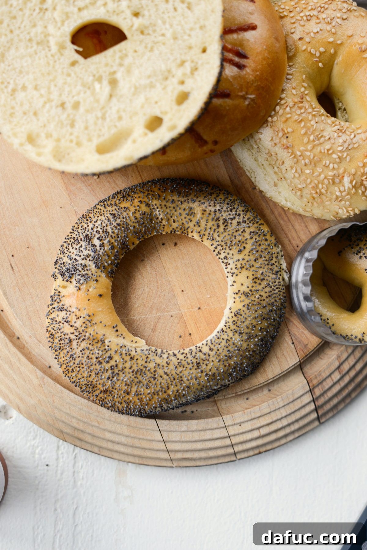 Bagel Egg Nests 8 The cut-out bagel middles are shown, with a note to keep them