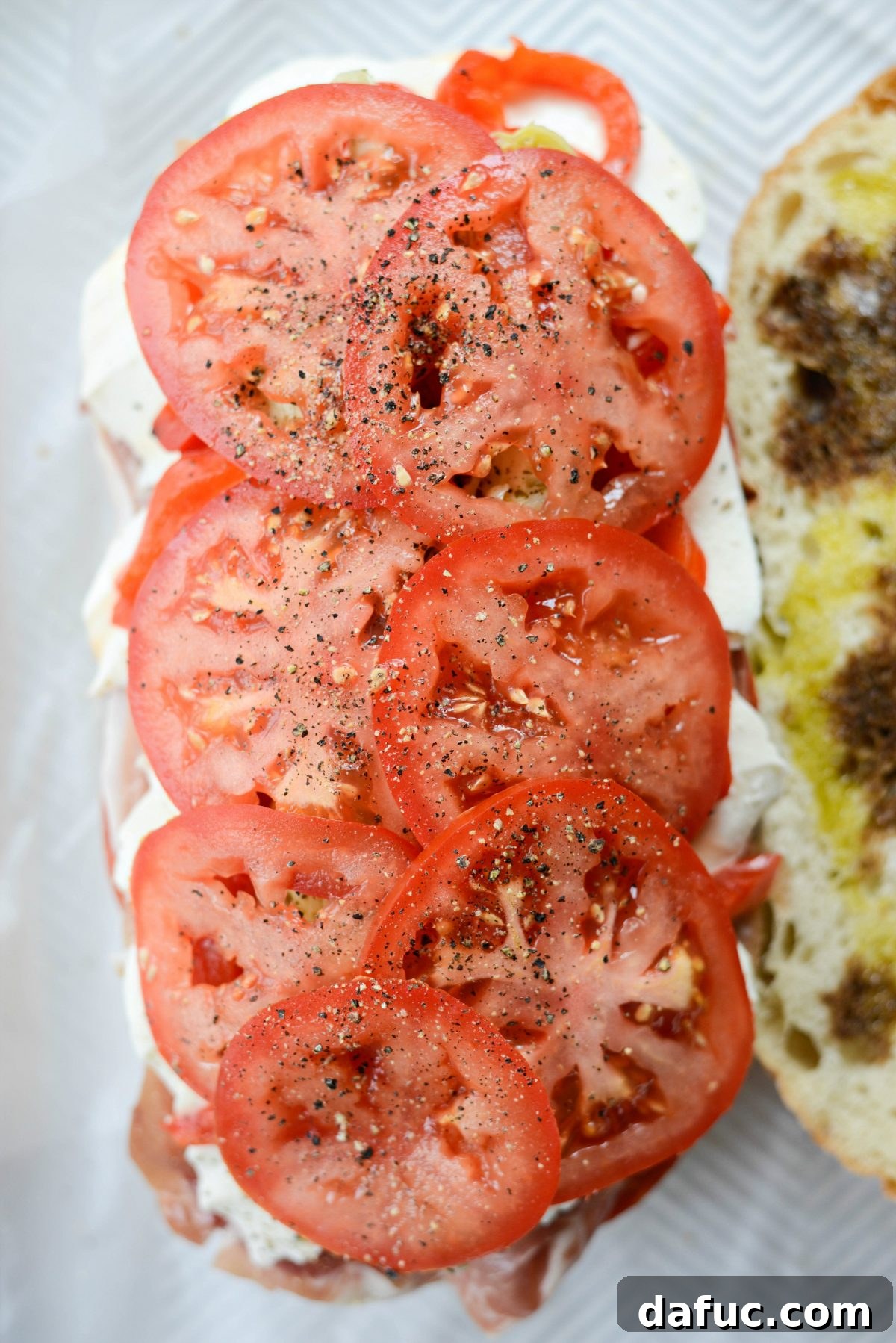 Pressed Italian Perfection 13 Fresh tomato slices and black pepper added.