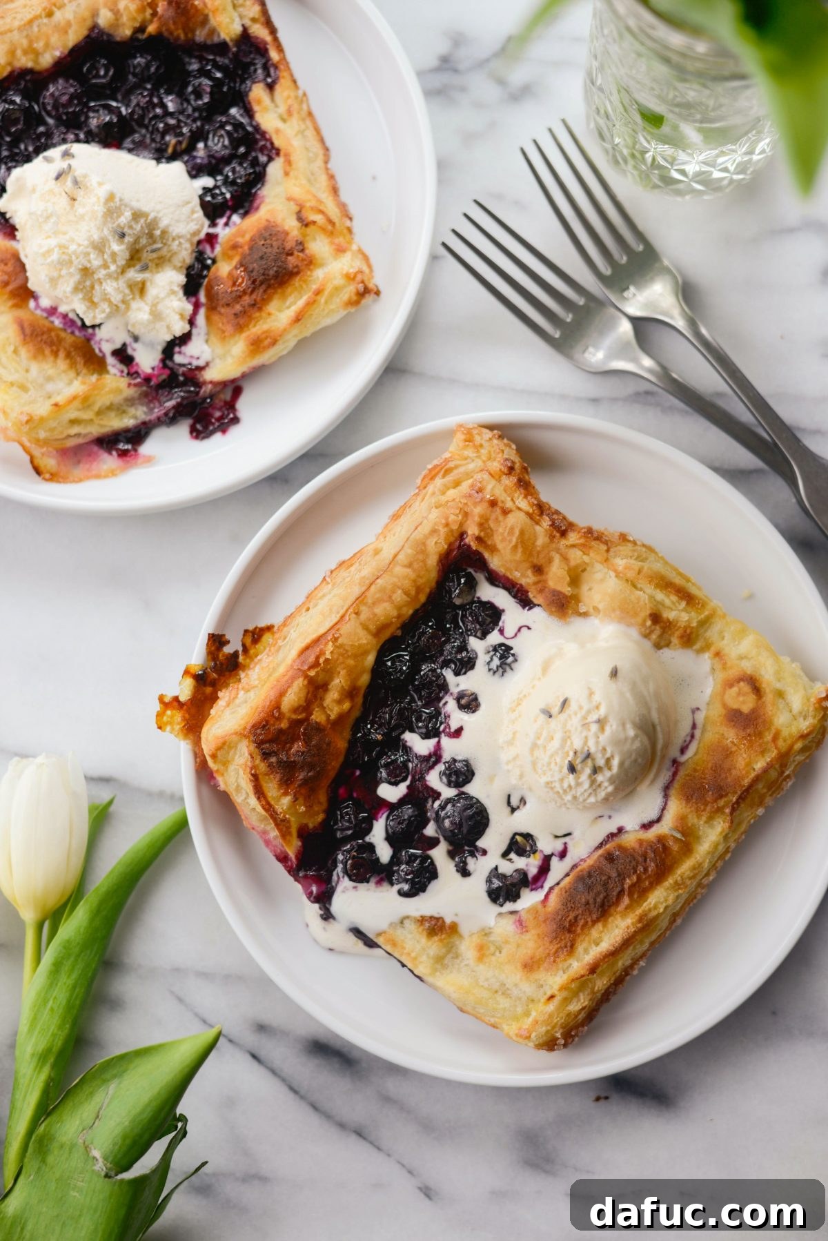 Lavender Blueberry Hand Pies 2 Blueberry Lavender Pastry Pies with ice cream