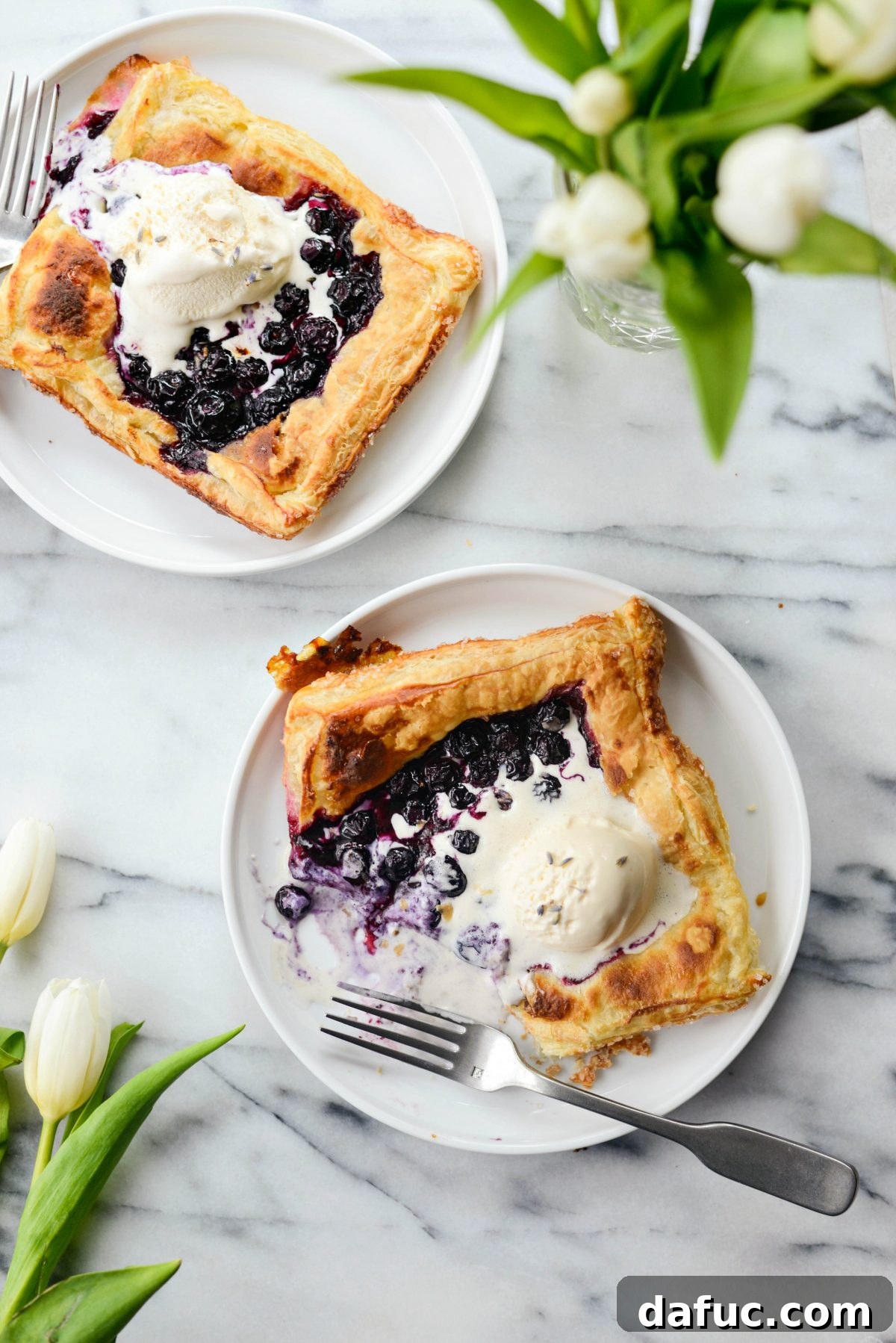 baked and golden brown Blueberry Lavender Pastry Pies