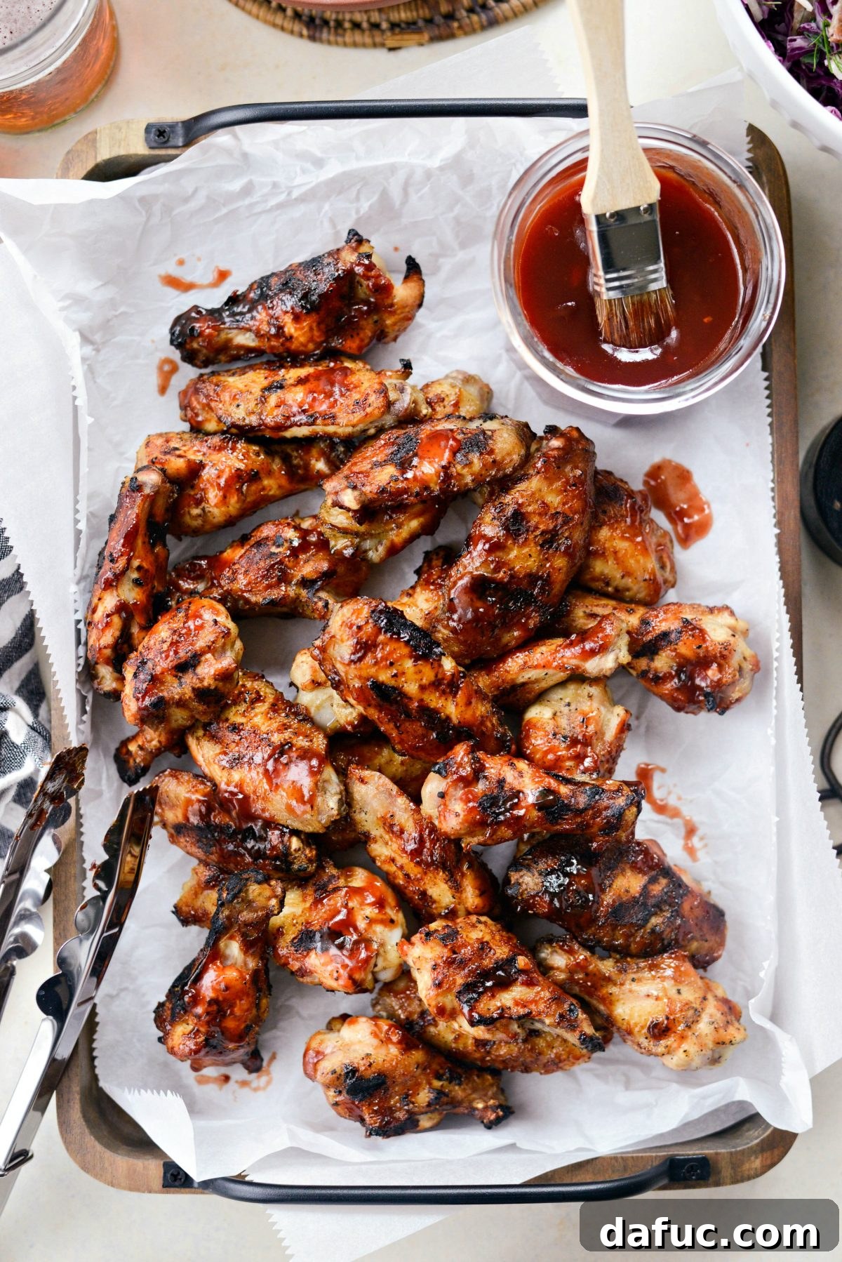 Sweet & Smoky Cherry Chipotle Wings 18 Platter of finished Grilled Cherry Chipotle Chicken Wings