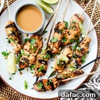 Thai Chicken Satay Skewers with Creamy Peanut Sauce 20 Chicken Satay with Thai Peanut Sauce - a healthy, easy, and flavorful grilled chicken recipe