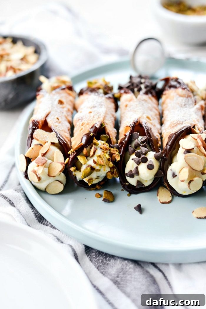 Homemade Cannolis with Espresso Chocolate Dip - Perfect for summer.