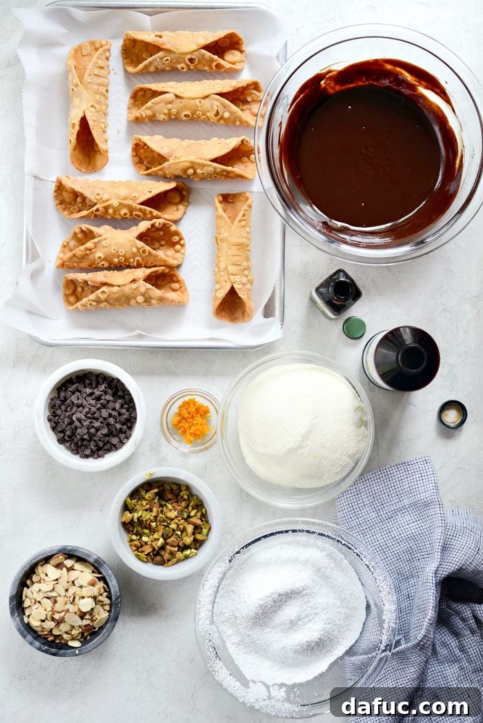 Close-up of freshly made Easy Homemade Cannolis.