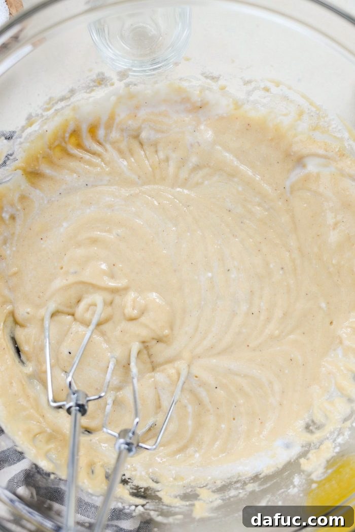 Luscious Rhubarb Almond Bake 12 Smooth wet batter