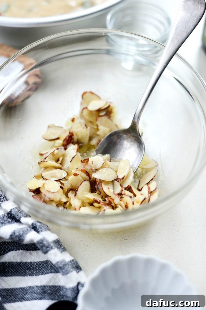 Luscious Rhubarb Almond Bake 18 Cake batter spread evenly in a pan