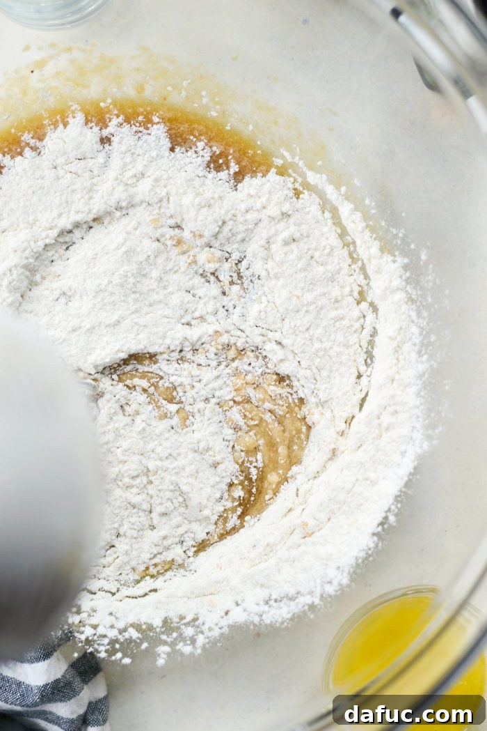 Luscious Rhubarb Almond Bake 10 Blending wet ingredients with a hand mixer