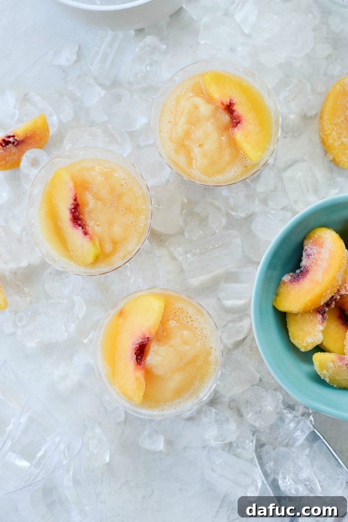 Blushing Peach Dream 15 Final captivating image of Peach Frosé, inviting readers to try this delicious summer drink.