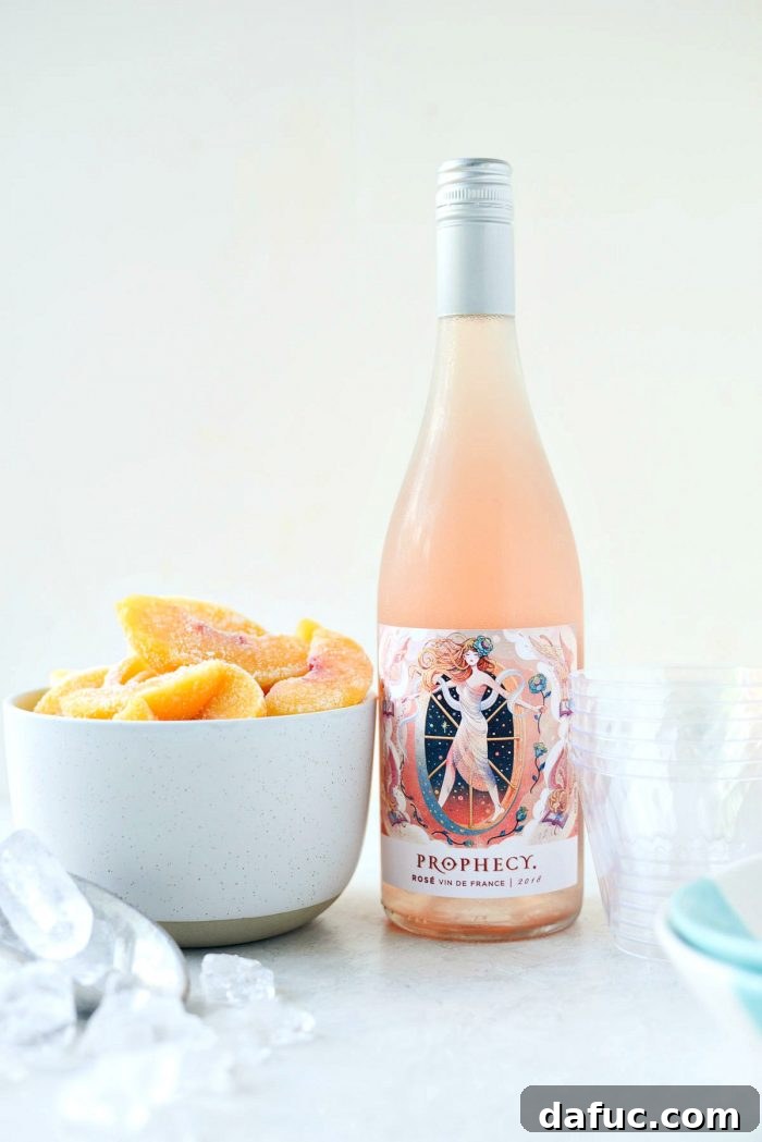 Blushing Peach Dream 4 Close-up of the delicious Peach Frosé, highlighting its frosty texture and beautiful color.