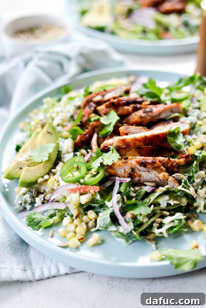 Zesty BBQ Chicken Slaw Summer Bowl 2 Delicious Summer Coleslaw BBQ Chicken Salad with grilled chicken, corn, and avocado