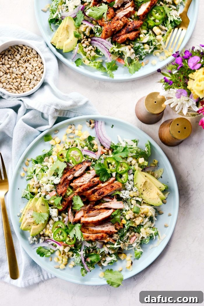 Zesty BBQ Chicken Slaw Summer Bowl 11 Dressed coleslaw and romaine salad base in a bowl before adding toppings