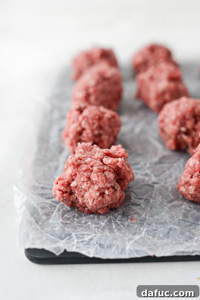 Mac Mini Bites 10 Ground beef mixture divided into 12 equal portions for slider patties.