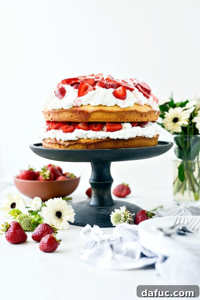 Fresh Strawberry Shortcake 26 Fully assembled Strawberry Shortcake Cake, beautifully layered with pound cake, whipped cream, and fresh strawberries.