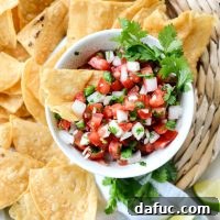 Quick Pico de Gallo, a fresh and vibrant salsa with tomatoes, onion, jalapeño, cilantro, and lime juice. Perfect for tacos, chips, and Mexican dishes.