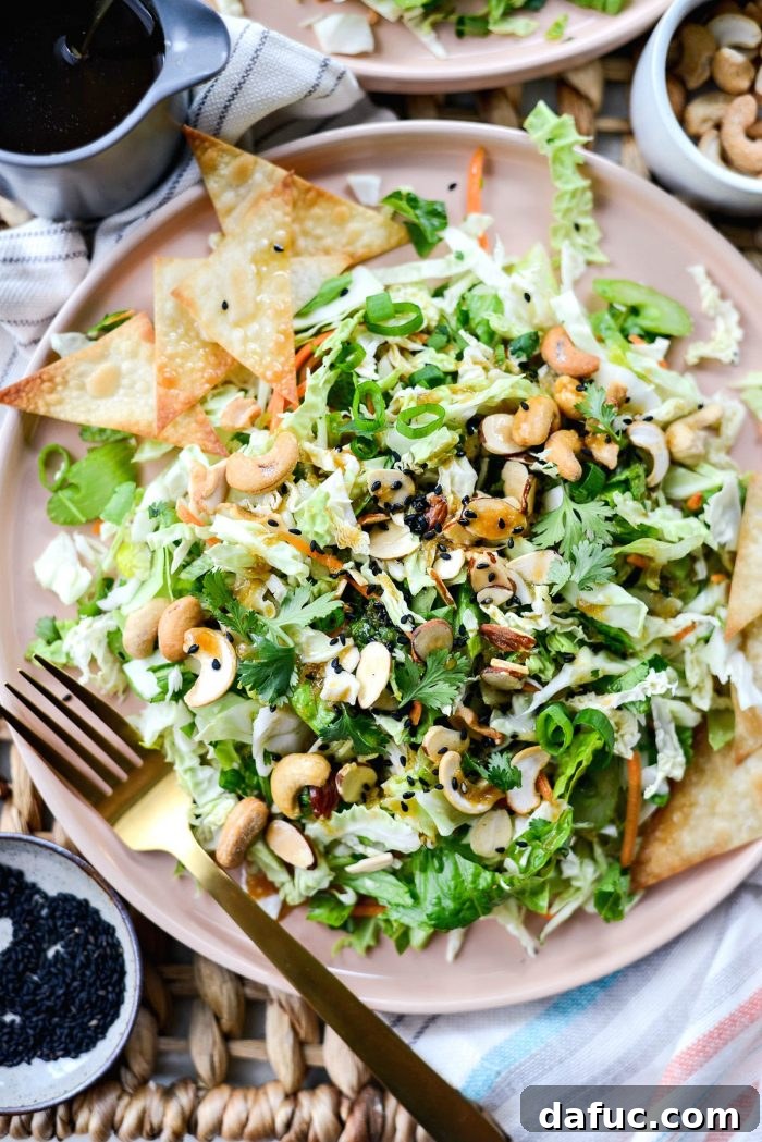 Fresh Asian Cabbage Chopped Salad with cashews and almonds