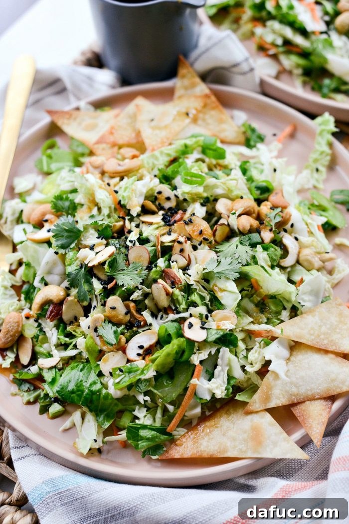 Asian Cabbage Chopped Salad with added grilled chicken
