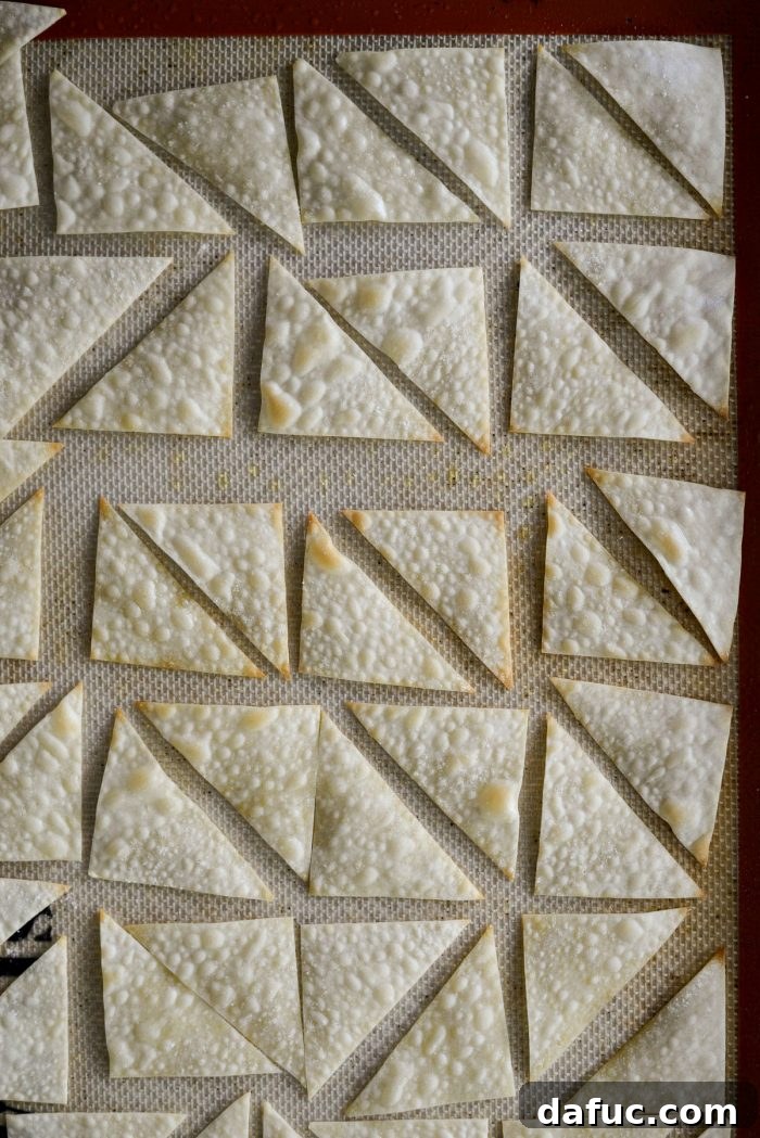 Wonton wrappers before being baked into crispy wontons