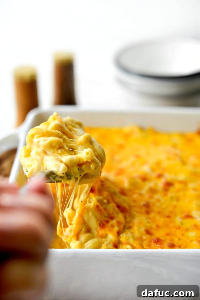 Close-up of Irresistible Easy Baked Mac and Cheese Ready to Serve