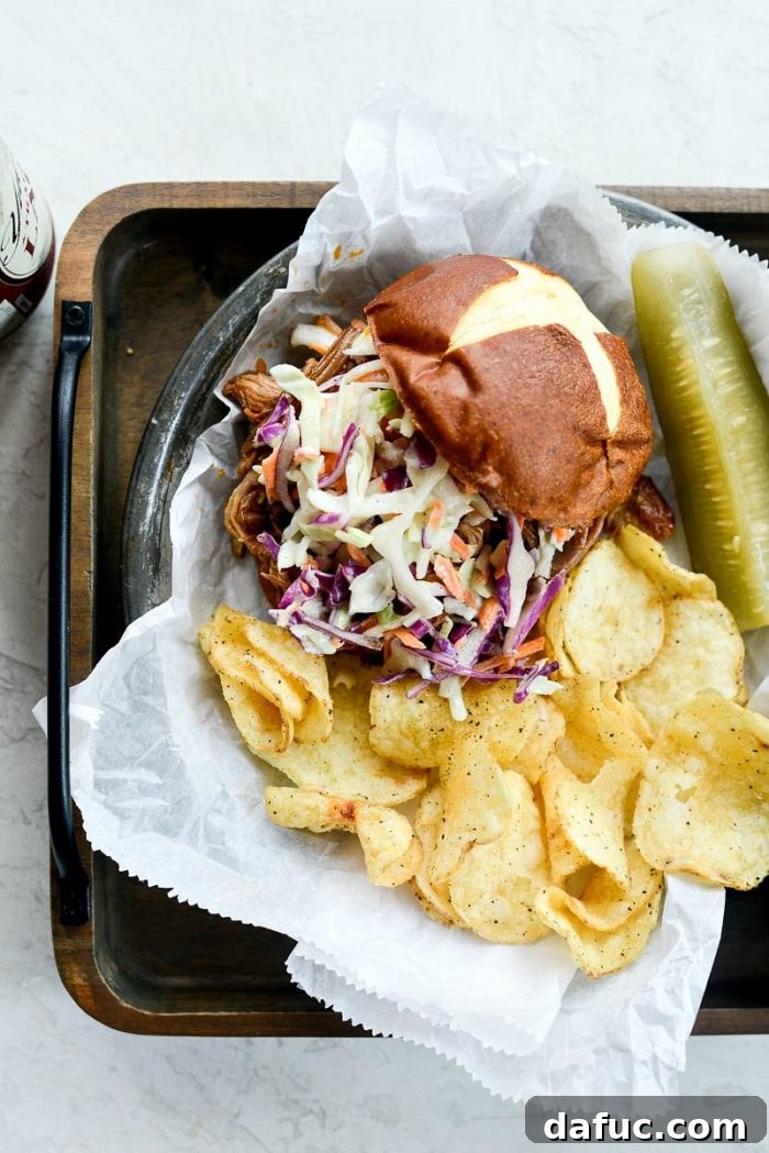 Slow Cooker Pulled Pork Sandwiches ready to serve
