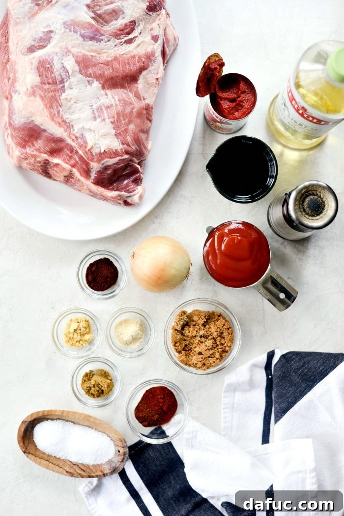 Ingredients for Slow Cooker Pulled Pork Sandwiches