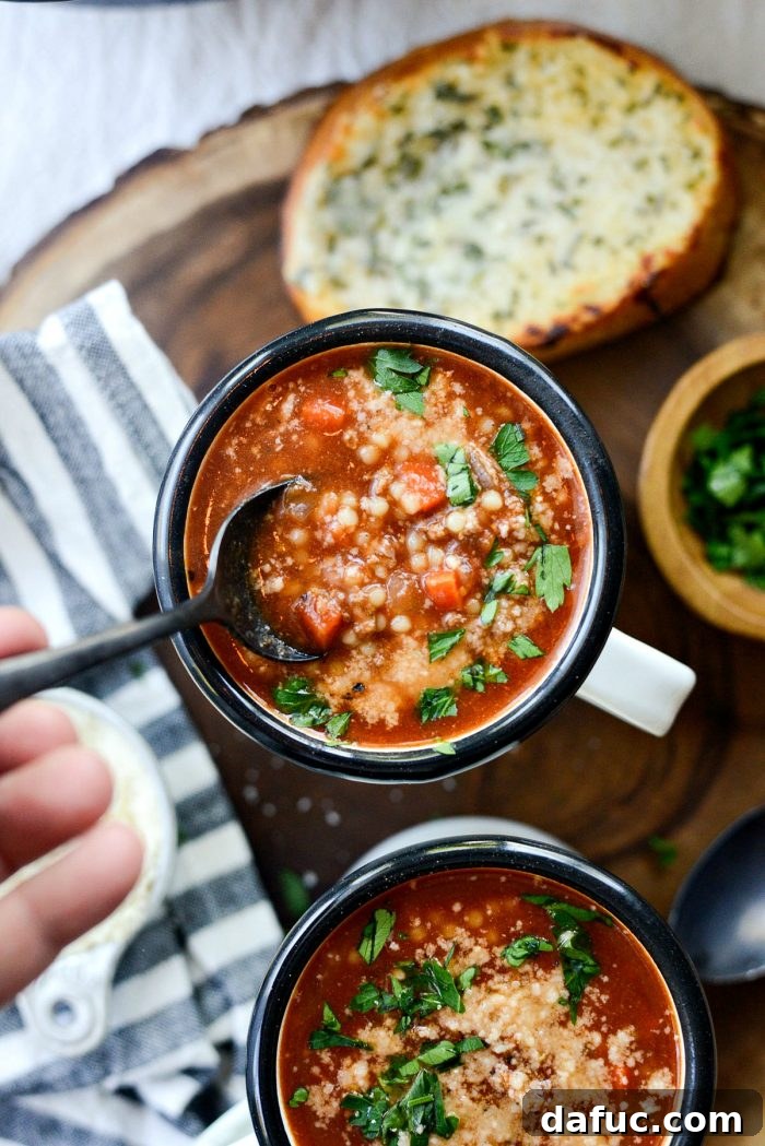 A final, enticing image of the Beef Tomato Ancini de Pepe Soup, highlighting its vibrant colors and cozy appeal, perfect for a blog post footer.