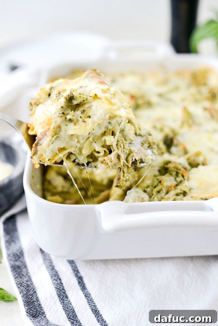 Pesto Chicken Ravioli Lasagna Bake 17 Pesto Chicken Ravioli Lasagna served with a side salad