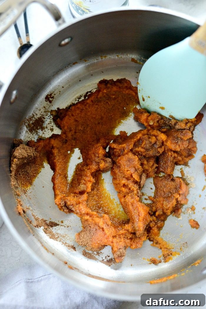 Cozy Pumpkin Chai Dream 5 Pumpkin puree, brown sugar, and pumpkin pie spice in a saucepan