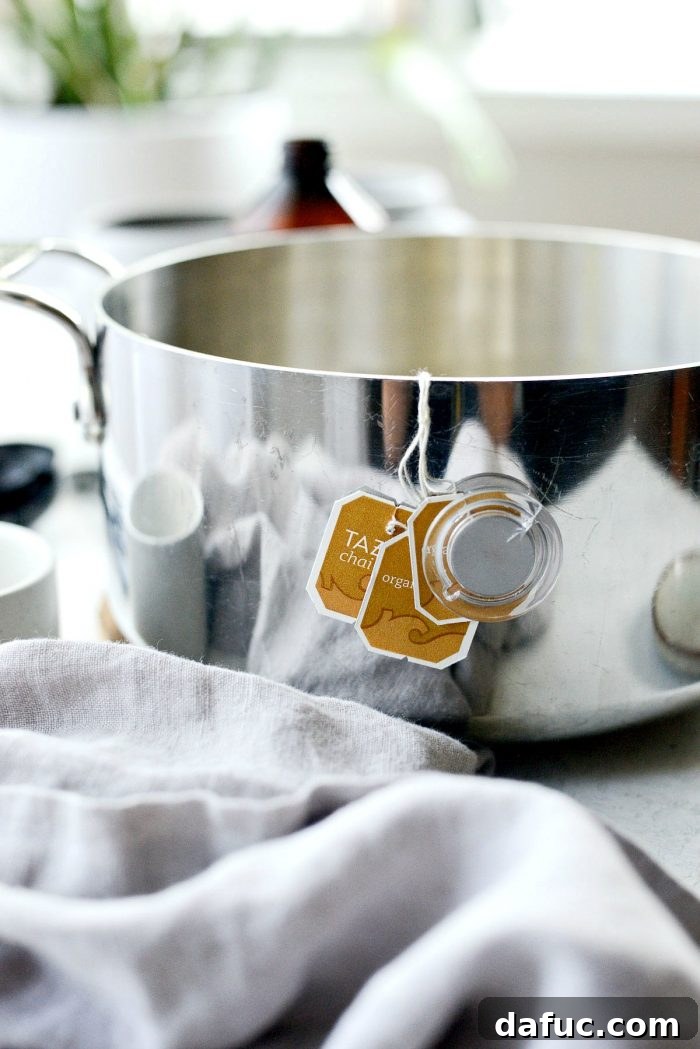 Cozy Pumpkin Chai Dream 10 Clever tip: using a magnet to hold chai tea bag strings in a pot