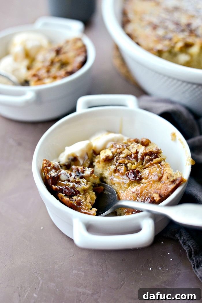Golden Maple Bourbon Banana Pudding Cake 24 A serving of Maple Bourbon Banana Pudding Cake in a bowl