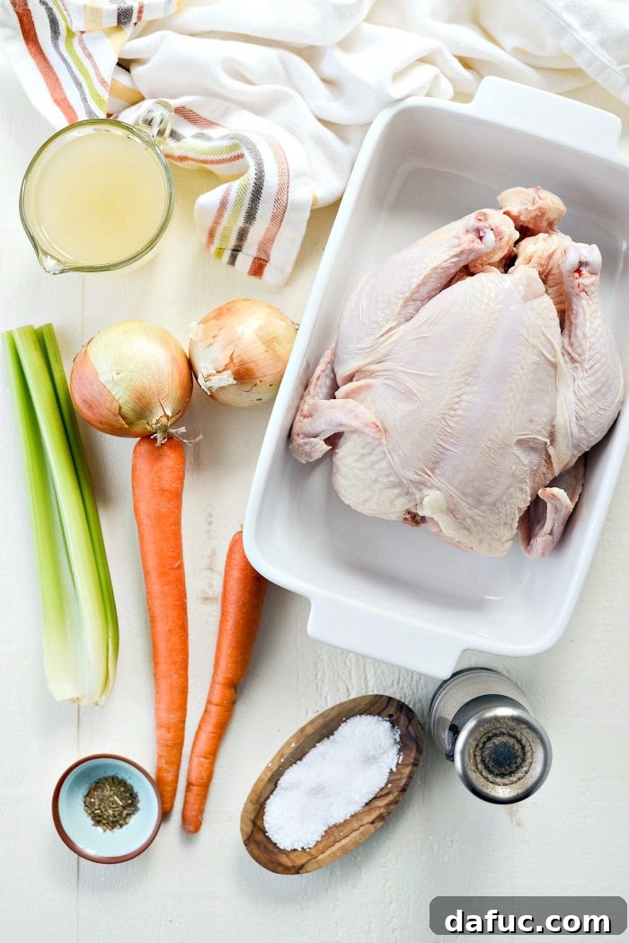Ingredients for Slow Cooker Chicken and Vegetables on a counter