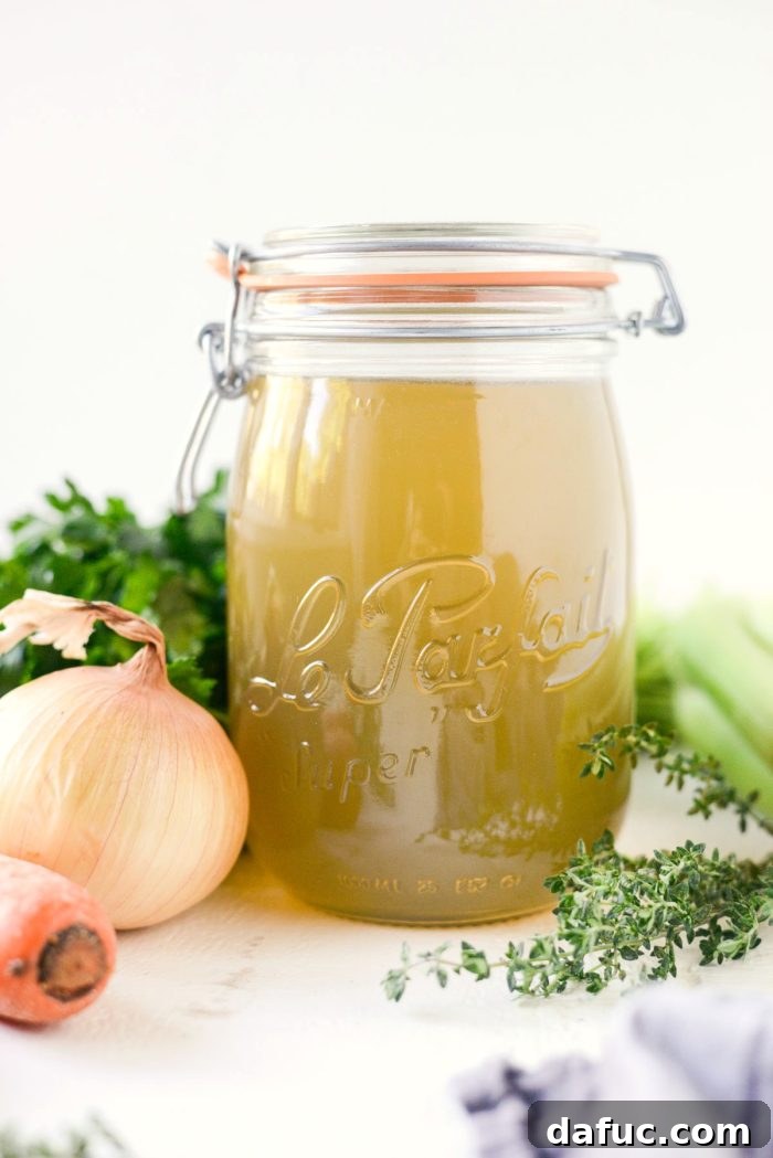 Deeply Flavored Slow Cooker Chicken Broth 15 Finished Slow Cooker Chicken Stock ready to use
