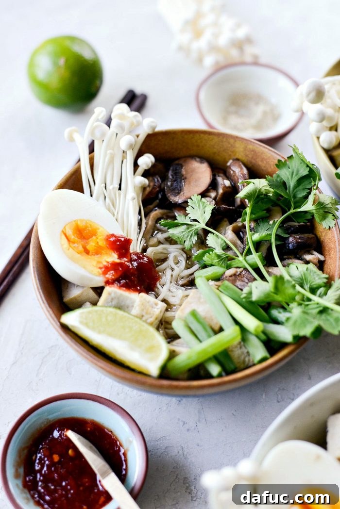 Ready to Enjoy Mushroom Ramen Bowls - SimplyScratch.com Vegetarian Dinner Ideas