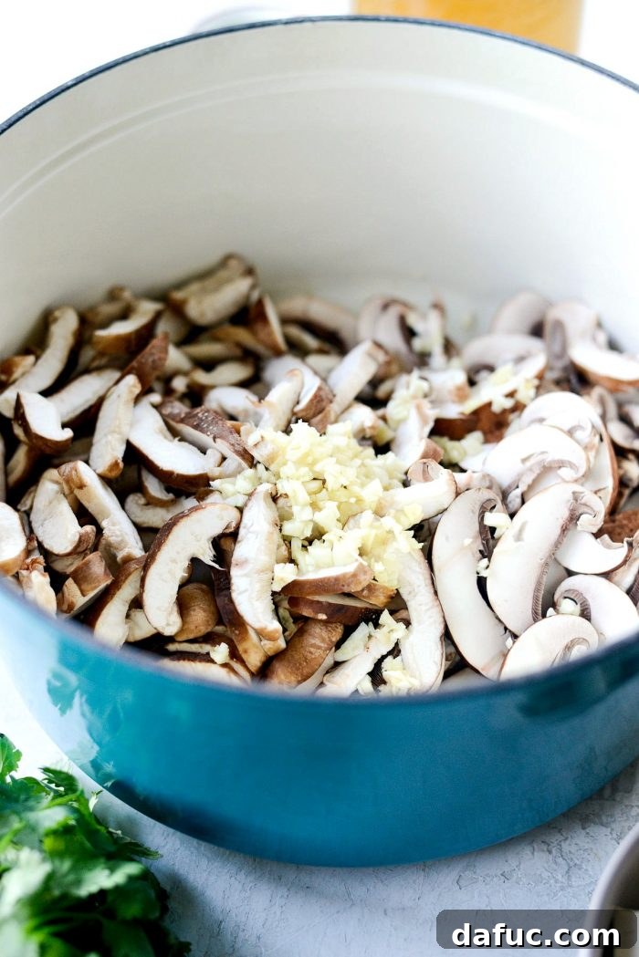 Sautéing Shiitake and Cremini Mushrooms for Ramen - SimplyScratch.com Ramen Bowl Steps