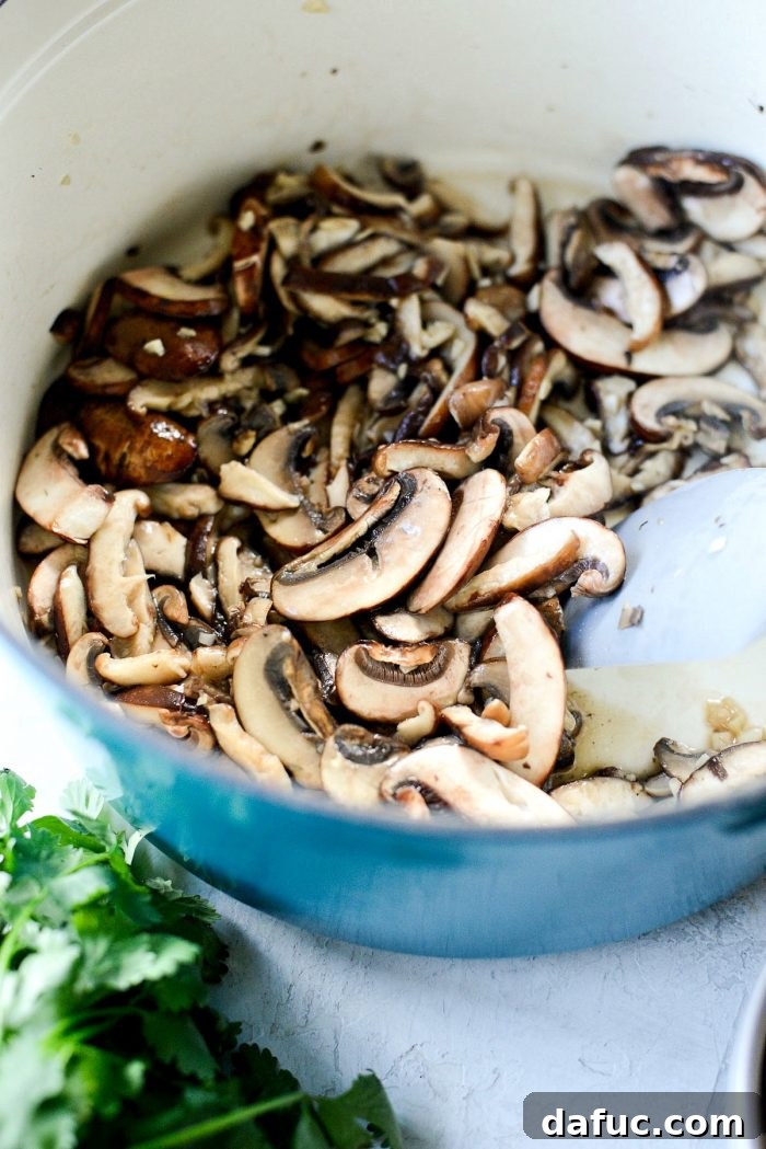 Tender Mushrooms and Garlic Sautéed in a Dutch Oven - SimplyScratch.com Vegetarian Ramen Prep