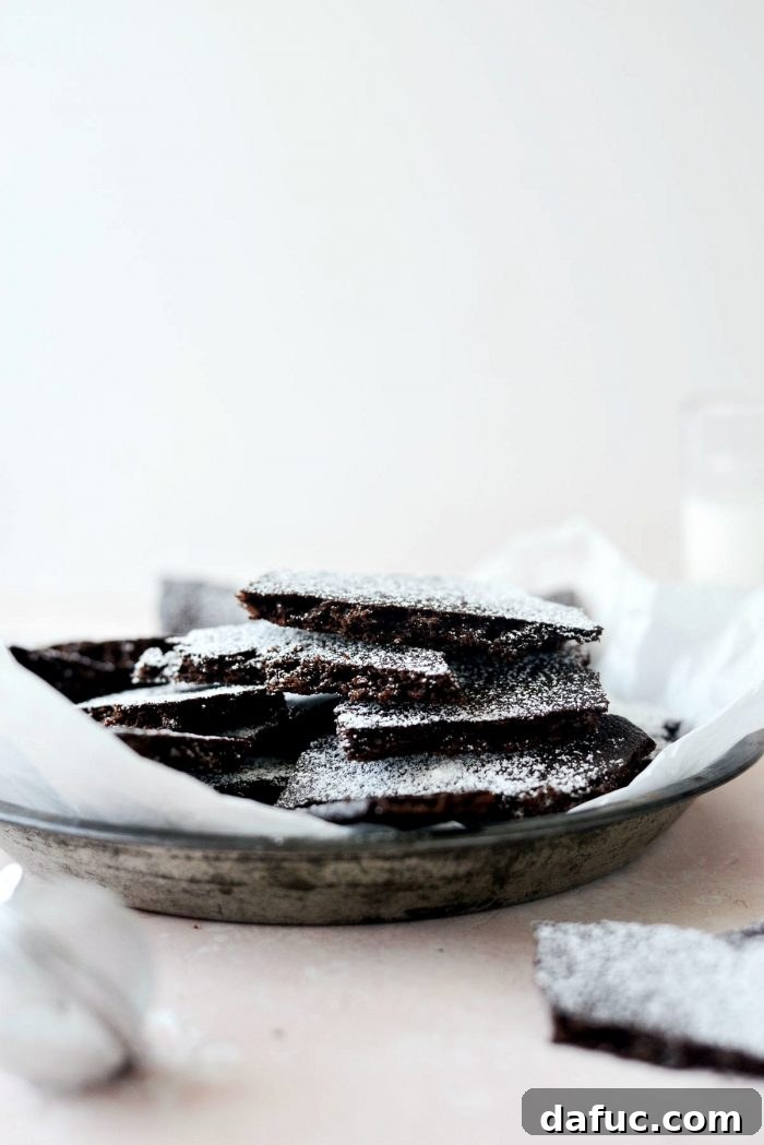 Gourmet Brownie Crisps 15 Close-up of freshly baked and broken homemade brownie brittle