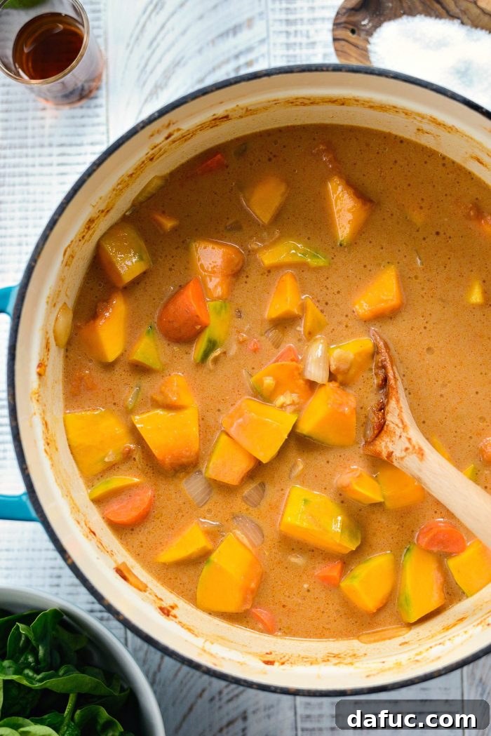 Creamy Kabocha Thai Red Curry 12 Kabocha Squash Thai Red Curry simmering uncovered