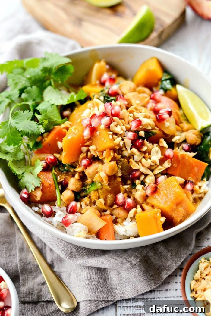 Creamy Kabocha Thai Red Curry 16 Kabocha Squash Thai Red Curry with garnishes
