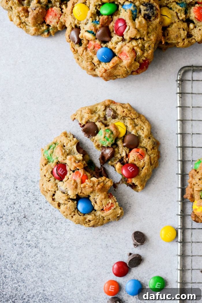Deliciously baked Monster Cookies ready to be enjoyed