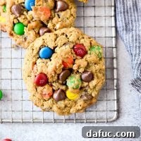 Monster Cookies l SimplyScratch.com #monstercookies #cookies #oatmeal #candy #chocolate #halloween #baking #cookierecipe