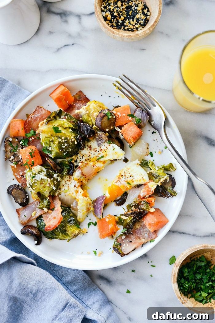 Final hero shot of the Sheet Pan Breakfast Hash, showcasing its appeal as a delicious and convenient breakfast.