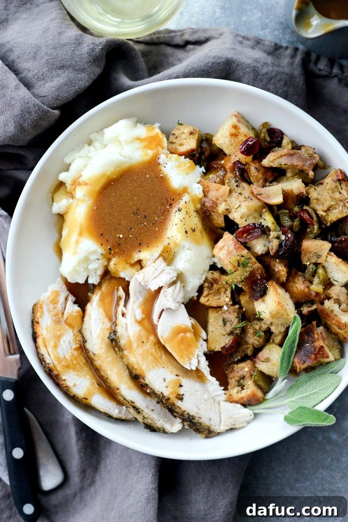 Tender Crock Pot Turkey Breast 2 Slow Cooker Turkey Breast l SimplyScratch.com #turkey #slowcooker #thanksgiving #recipe #gravy #turkeybreast #holiday