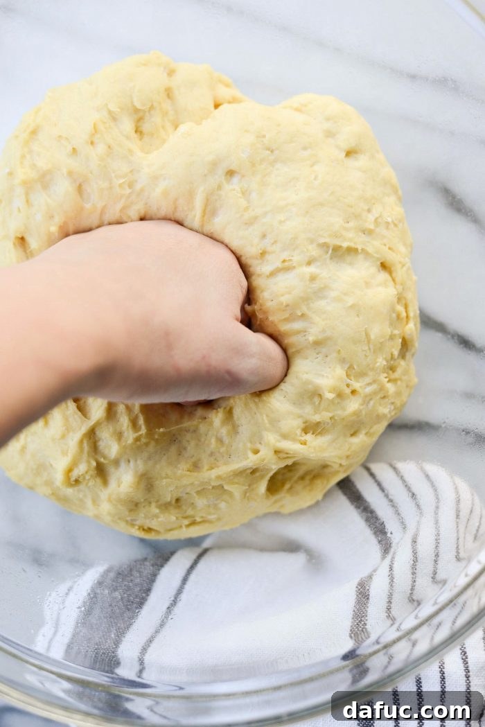 Dough beautifully risen and doubled in size after the first proofing.