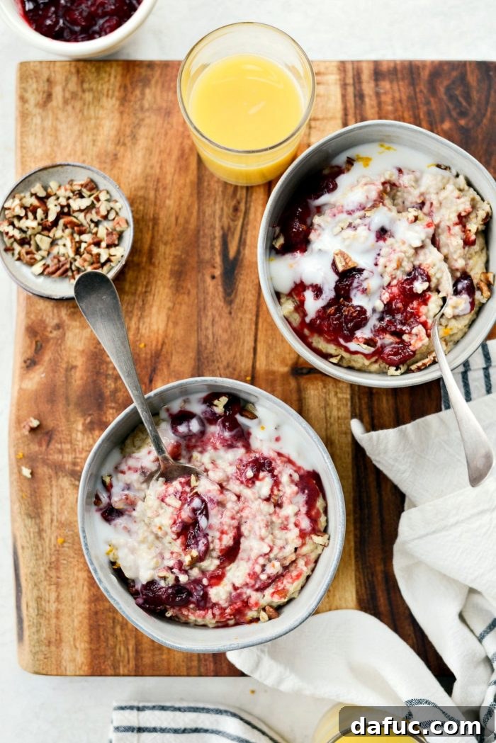 Zesty Cranberry Orange Steel Cut Oats 16 A final, enticing image of Cranberry Orange Steel Cut Oats, ready to be enjoyed.